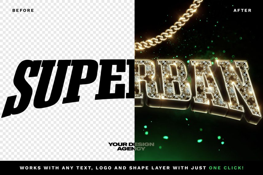 Regal Gemstone Logo and Text Effect Before After