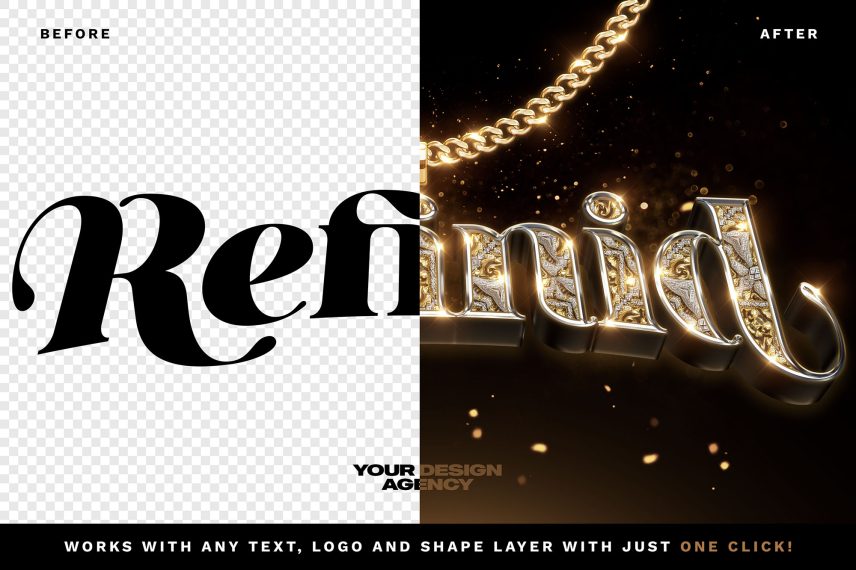 Royal Ornament Logo and Text Effect - PSD Template - Before / After