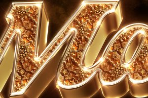 Embossed Jewel Gold Text Effect PSD Template