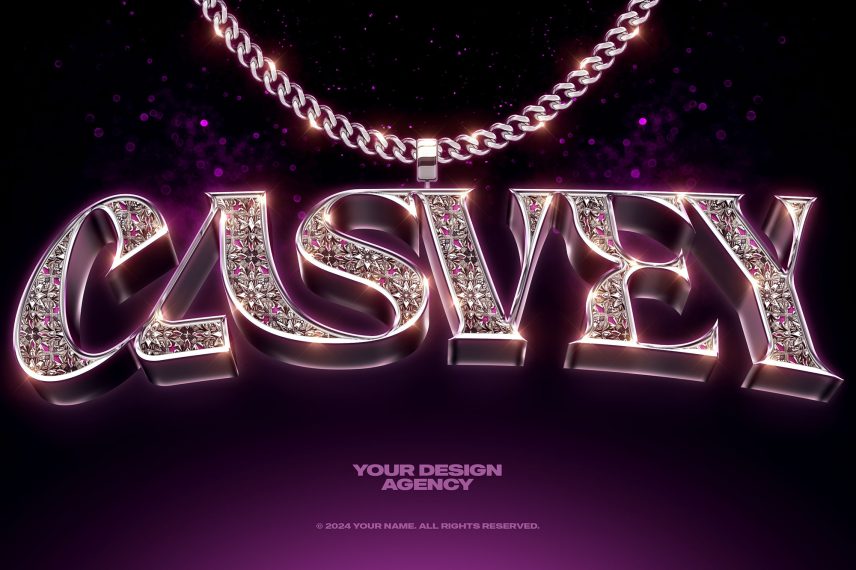 Baroque Bling Text Effect PSD Template - Logo Mockup