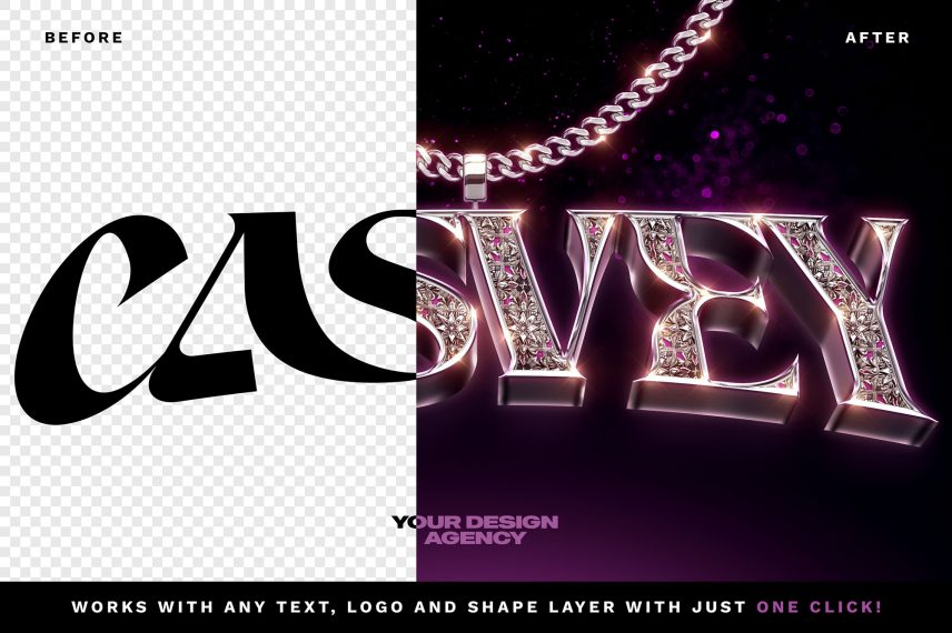 Baroque Bling Text Effect PSD Template - Logo Mockup