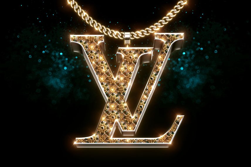 Golden Bling Logo PSD Louis Vuitton