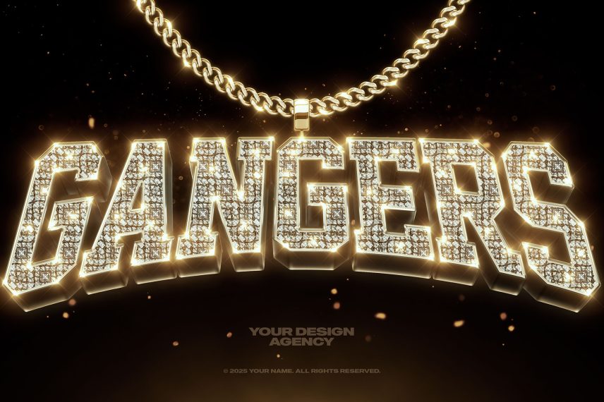Diamond Bling Bling Text Effect - Logo Mockup - PSD Template