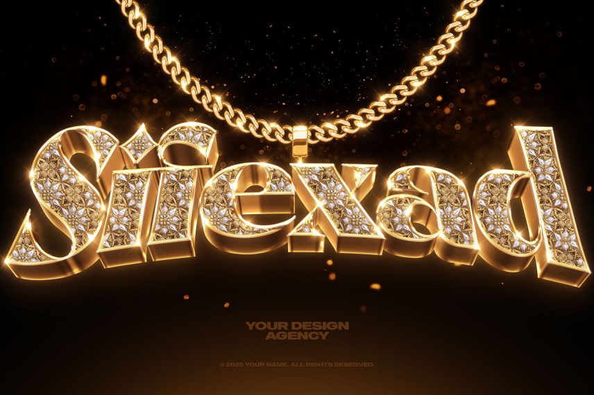 Gold Jewel Logo and Text Effect PSD Template