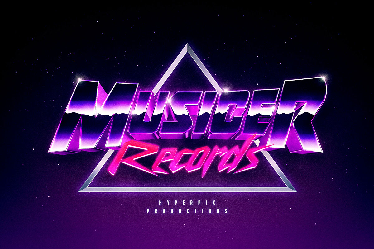 Free Synthwave 80s Text and Logo Effect PSD Template