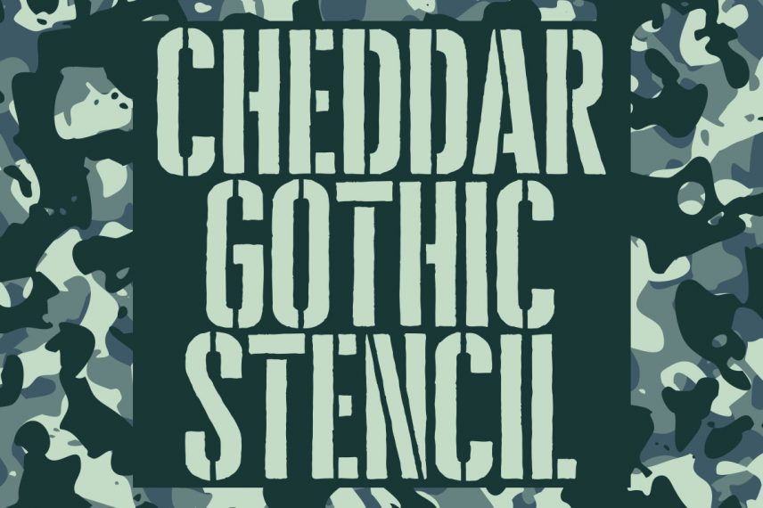 cheddar gothic stencil war font