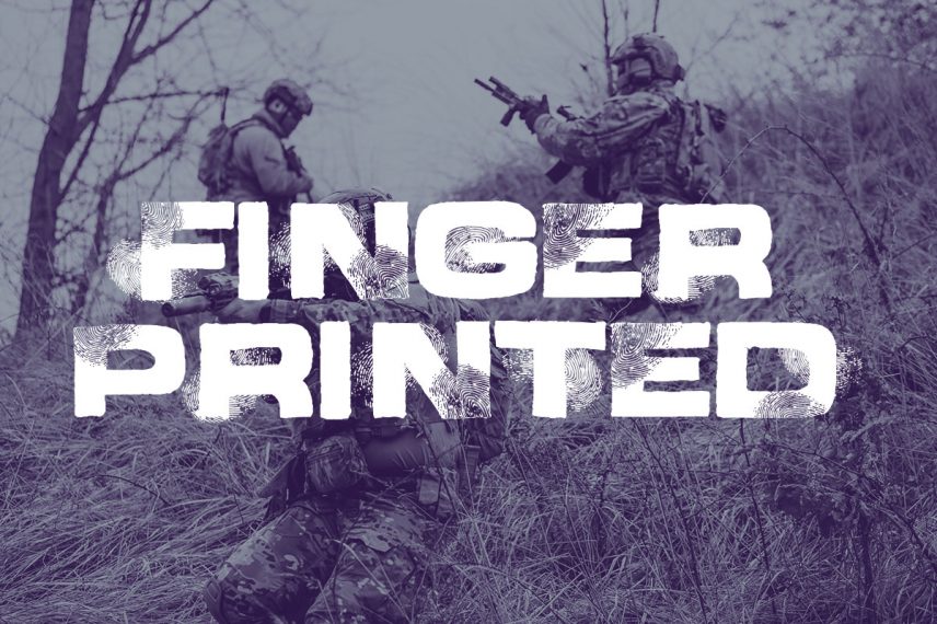 finger printed war font