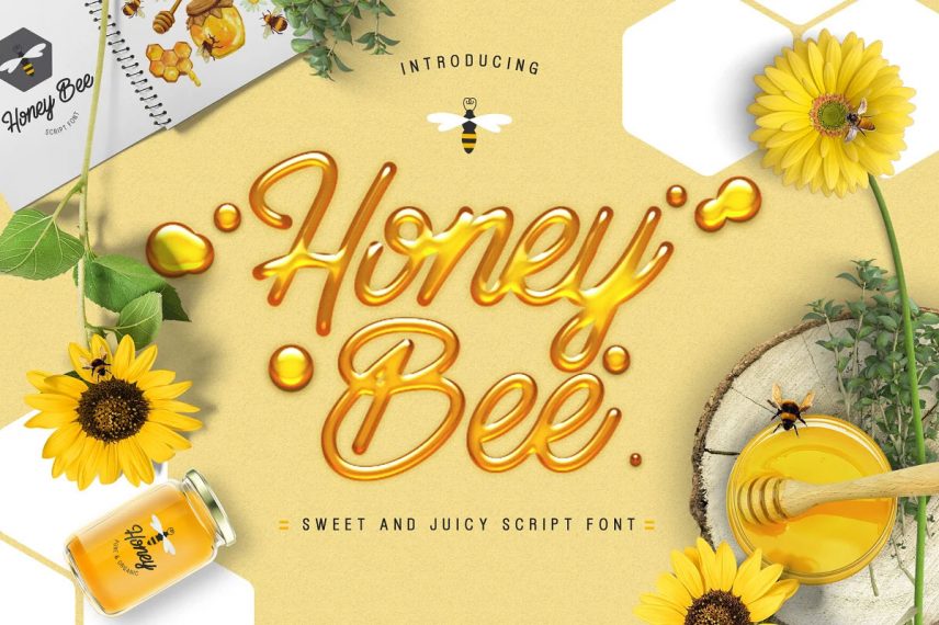 honey bee honey and bee font