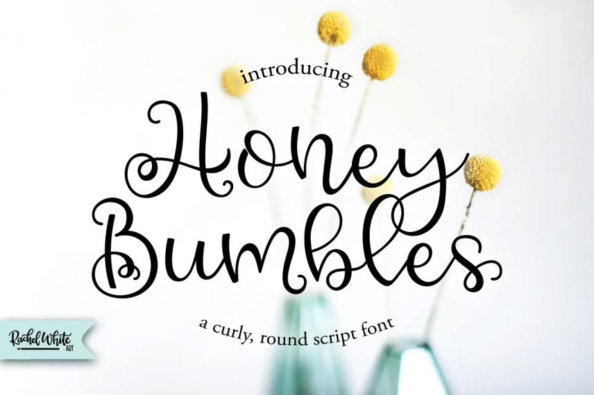 honey bumbles a curly round script honey and bee font