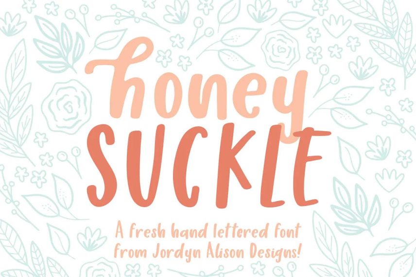 honey suckle hand lettered honey and bee font