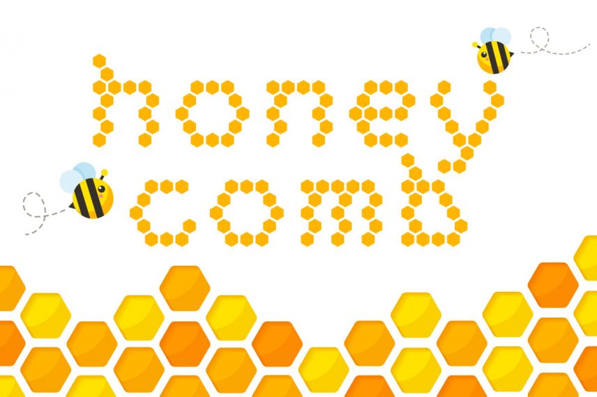honeycomb honey and bee font