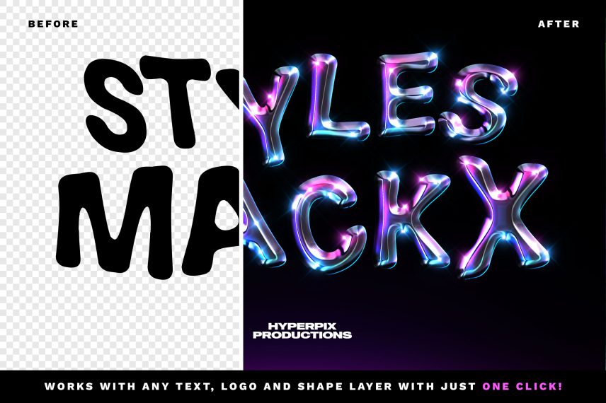 Metallic Chrome Text Effect Vol.6 PSD Text Style Template