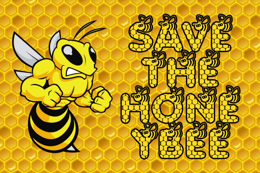 save the honeybee honey and bee font